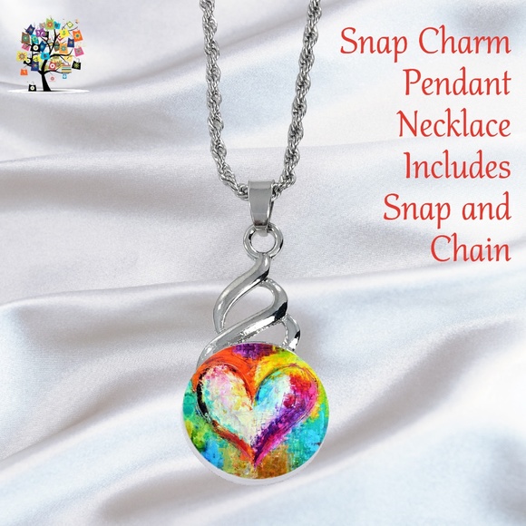 Dragonfly Spirit Designs Jewelry - Snap Charm Pendant Includes 20 mm Heart Snap and 18" Stainless Steel Chain